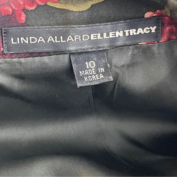 Linda Allard Ellen Tracy Green Silk Berry Print Button Up Blazer Size 10 - Picture 11 of 16